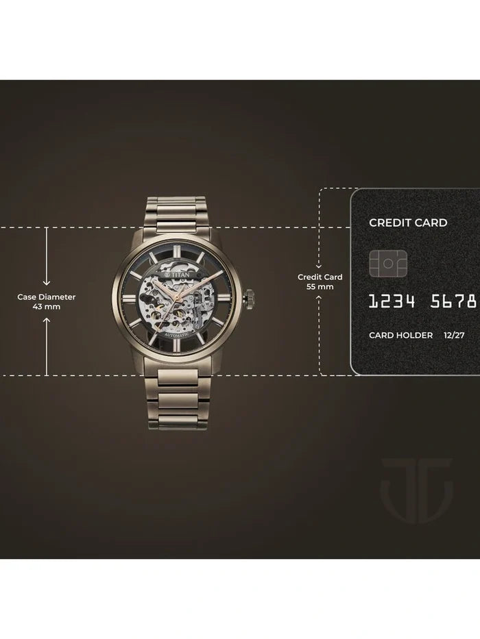 Titan Round Black Dial Analog Watch - 90220QM01