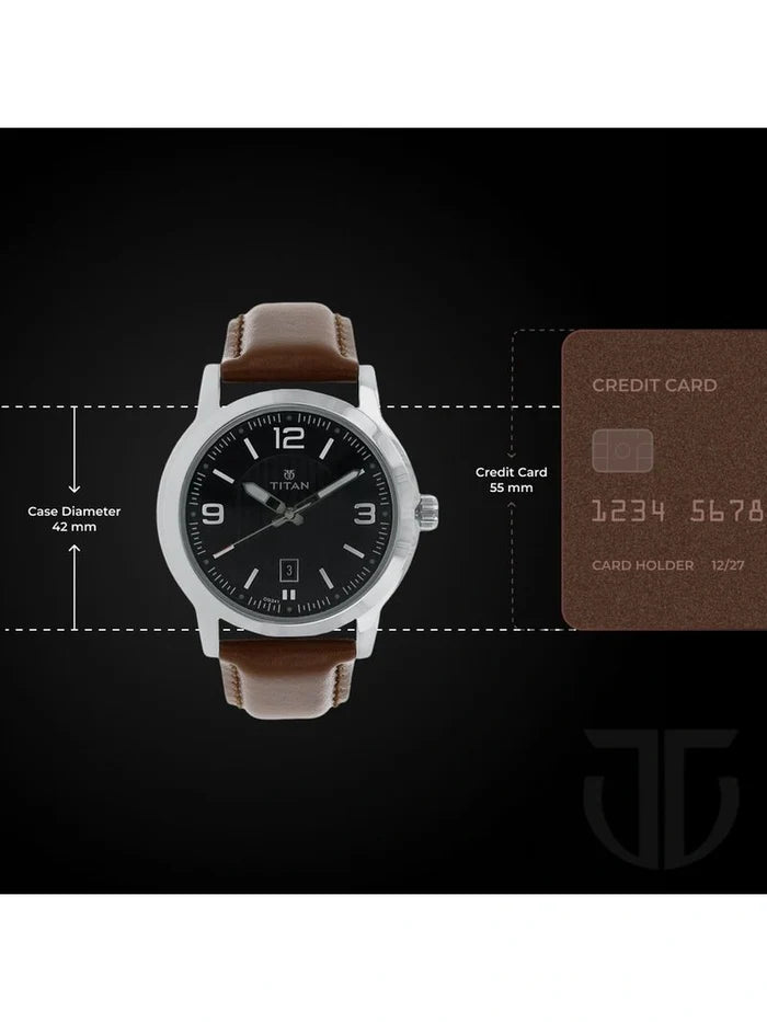 Titan Round Black Dial Analog Watch - NU1730SL02