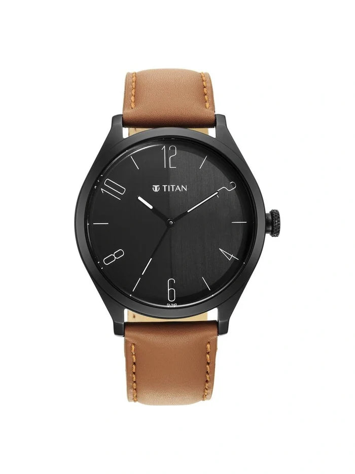 Titan Round Black Dial Analog Watch - NU1865NL01