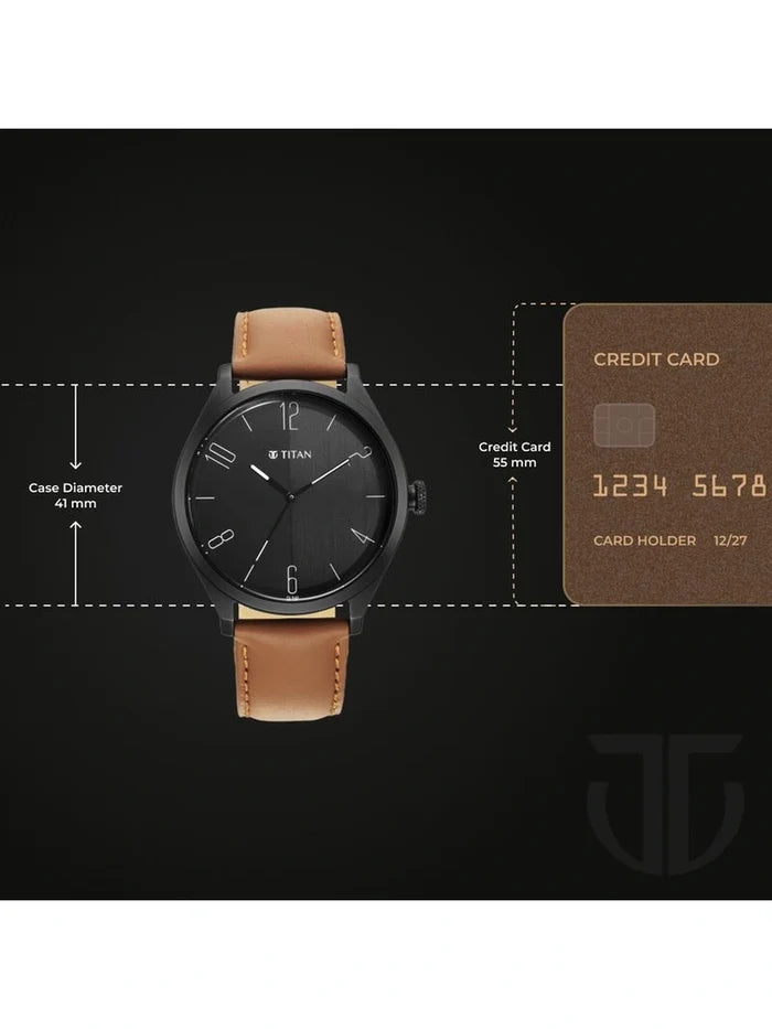 Titan Round Black Dial Analog Watch - NU1865NL01
