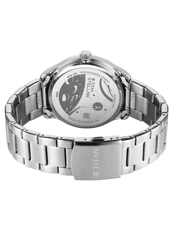 Titan Round Blue Dial Analog Watch - 10050SM01
