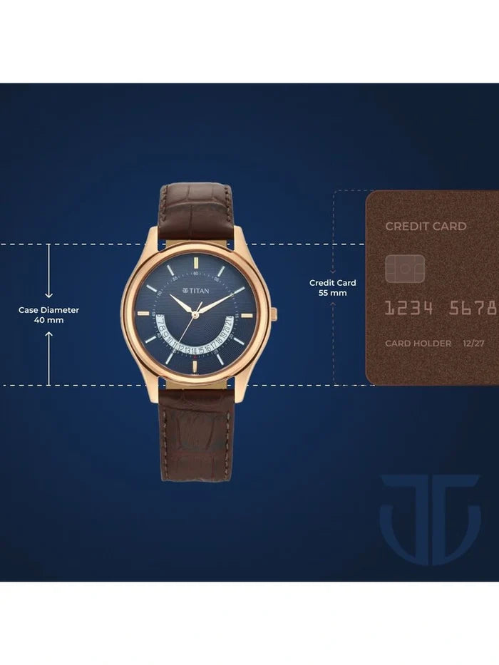 Titan Round Blue Dial Analog Watch - NU1713WL01