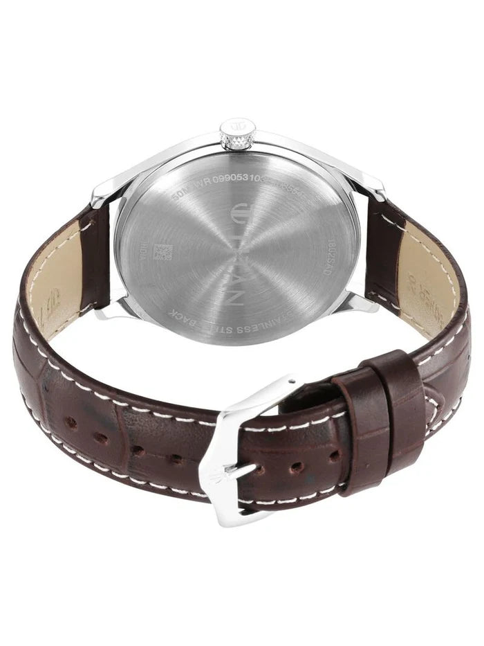 Titan Round Brown Dial Analog Watch - 1802SL16