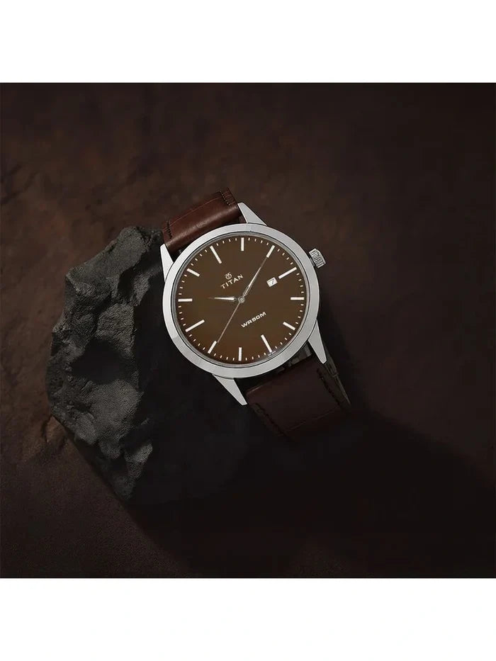 Titan Round Brown Dial Analog Watch - NU1584SL04