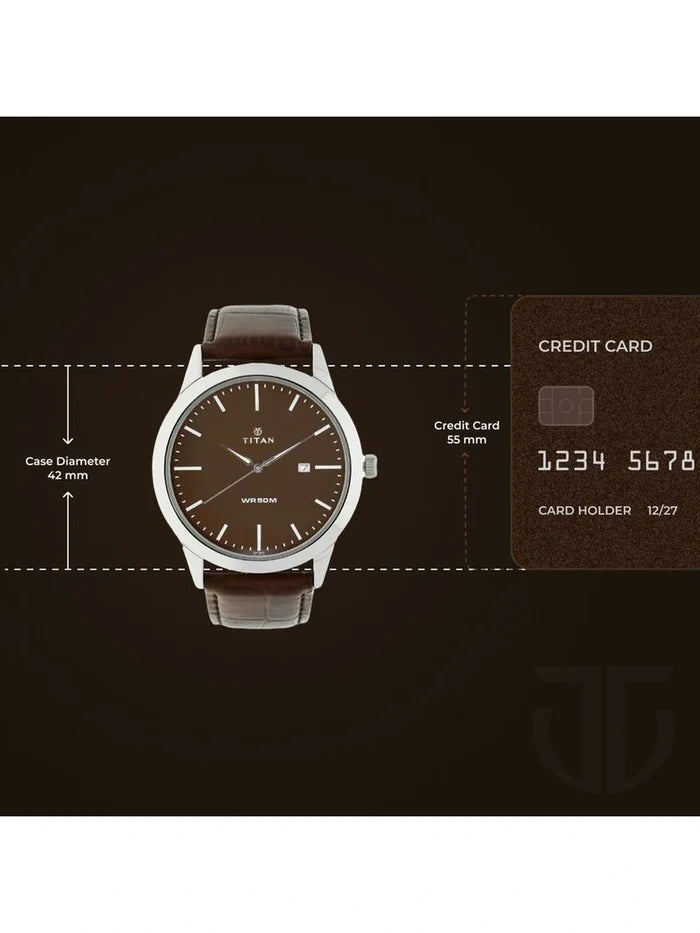 Titan Round Brown Dial Analog Watch - NU1584SL04