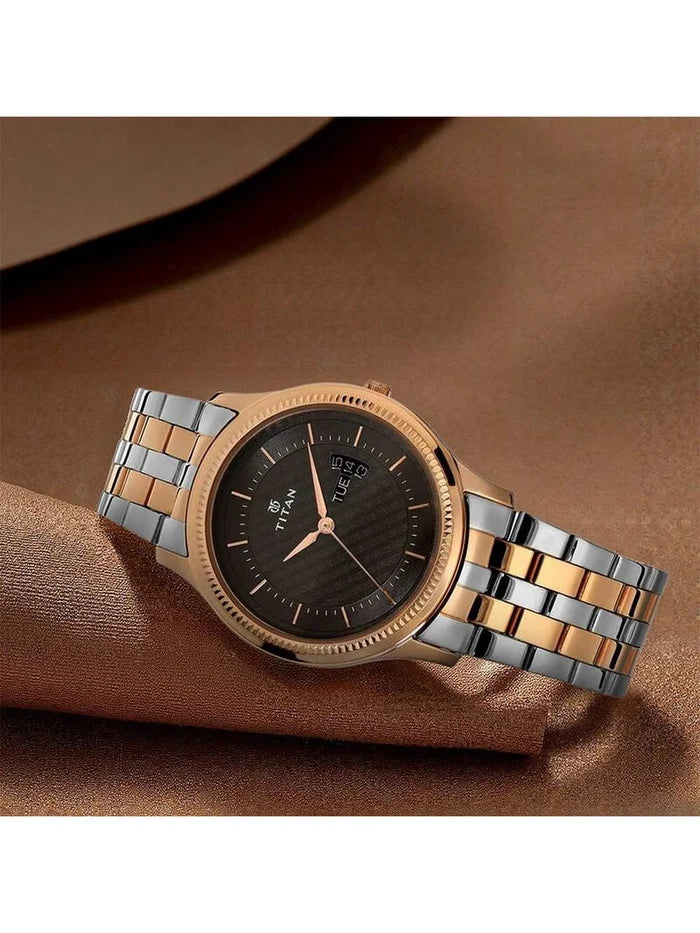 Titan Round Brown Dial Analog Watch - NU1824KM01