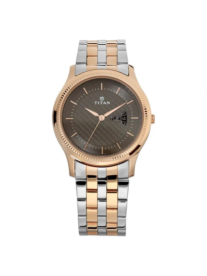 Titan Round Brown Dial Analog Watch - NU1824KM01