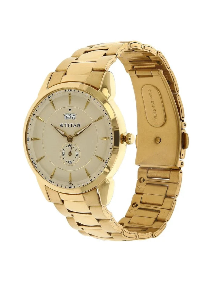 Titan Round Champagne Dial Analog Watch - NU1521YM02