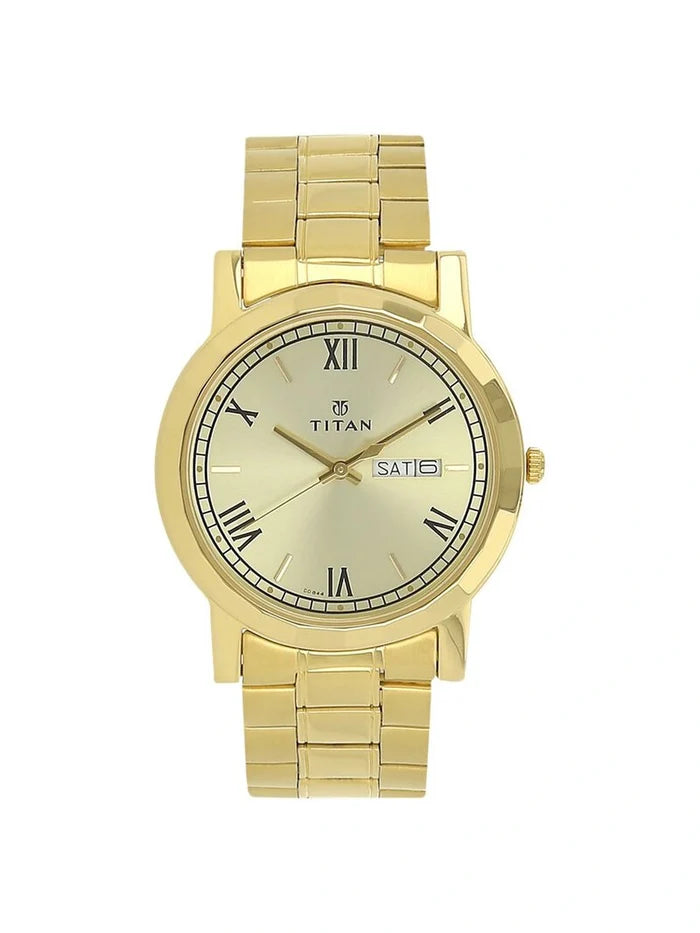 Titan Round Champagne Dial Analog Watch - NU1644YM03