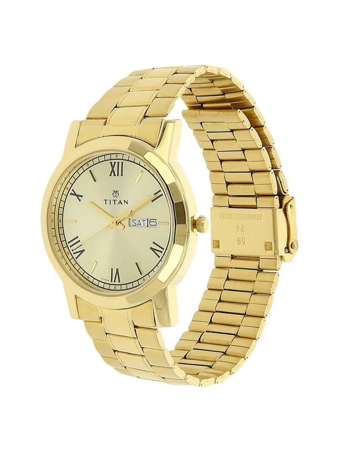 Titan Round Champagne Dial Analog Watch - NU1644YM03
