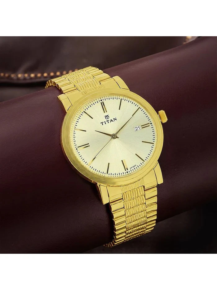 Titan Round Champagne Dial Analog Watch - NU1712YM03