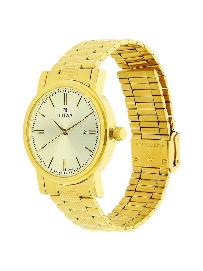 Titan Round Champagne Dial Analog Watch - NU1712YM03