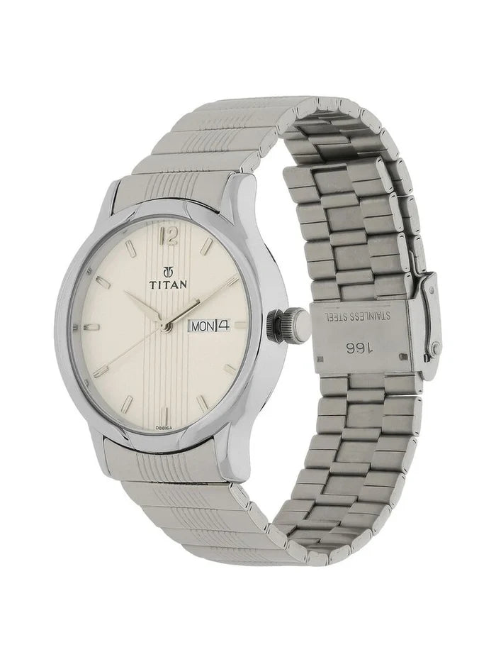 Titan Round Silver Dial Analog Watch - NU1580SM03