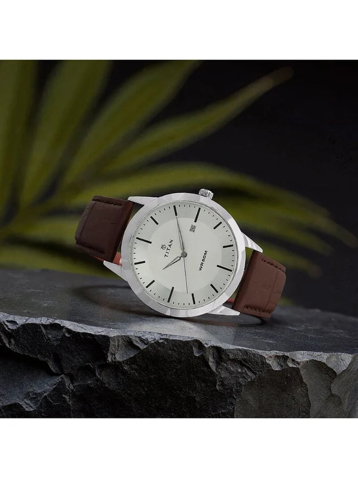Titan Round Silver Dial Analog Watch - NU1584SL03