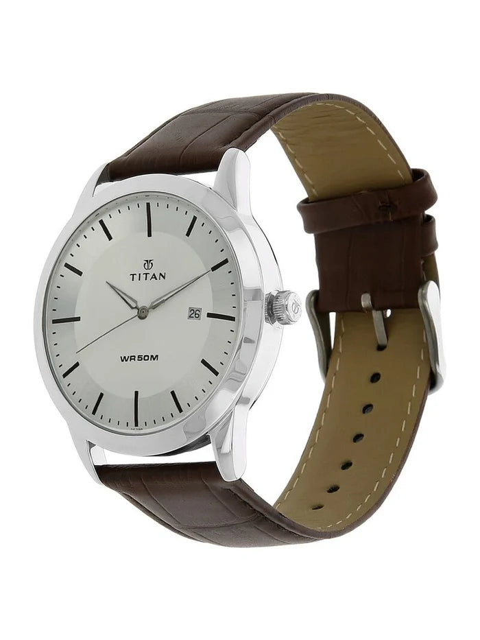 Titan Round Silver Dial Analog Watch - NU1584SL03