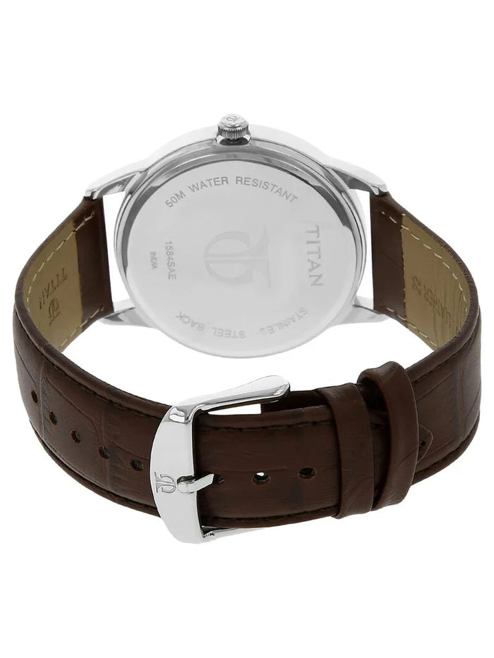 Titan Round Silver Dial Analog Watch - NU1584SL03