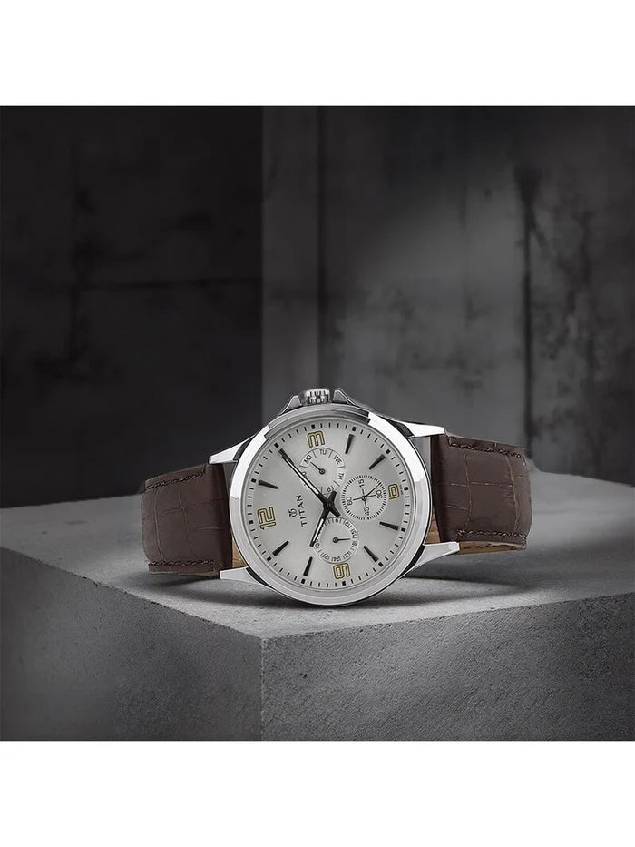Titan Round Silver Dial Analog Watch - NU1698SL01
