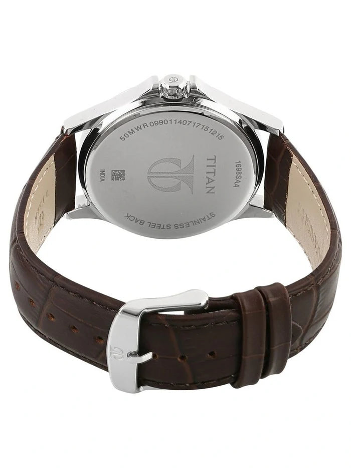 Titan Round Silver Dial Analog Watch - NU1698SL01