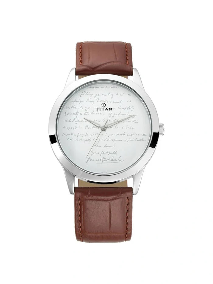 Titan Round White Dial Analog Watch - 1584SL05