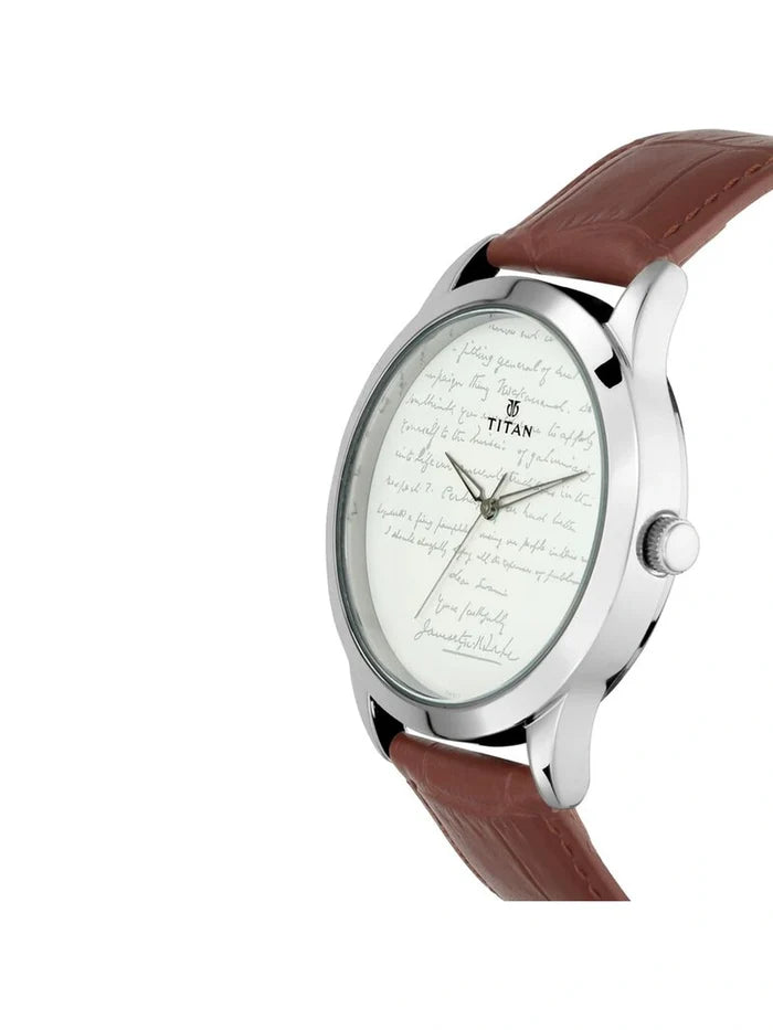 Titan Round White Dial Analog Watch - 1584SL05