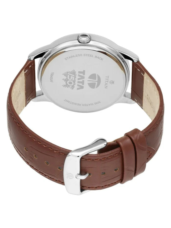 Titan Round White Dial Analog Watch - 1584SL05