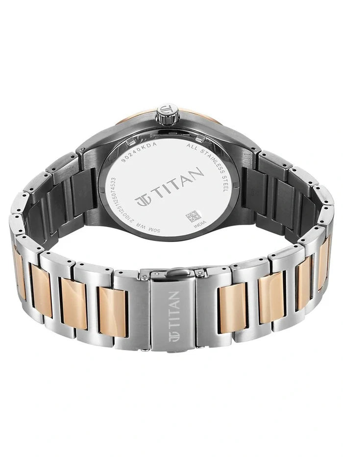Titan Round White Dial Analog Watch - 90240KM01