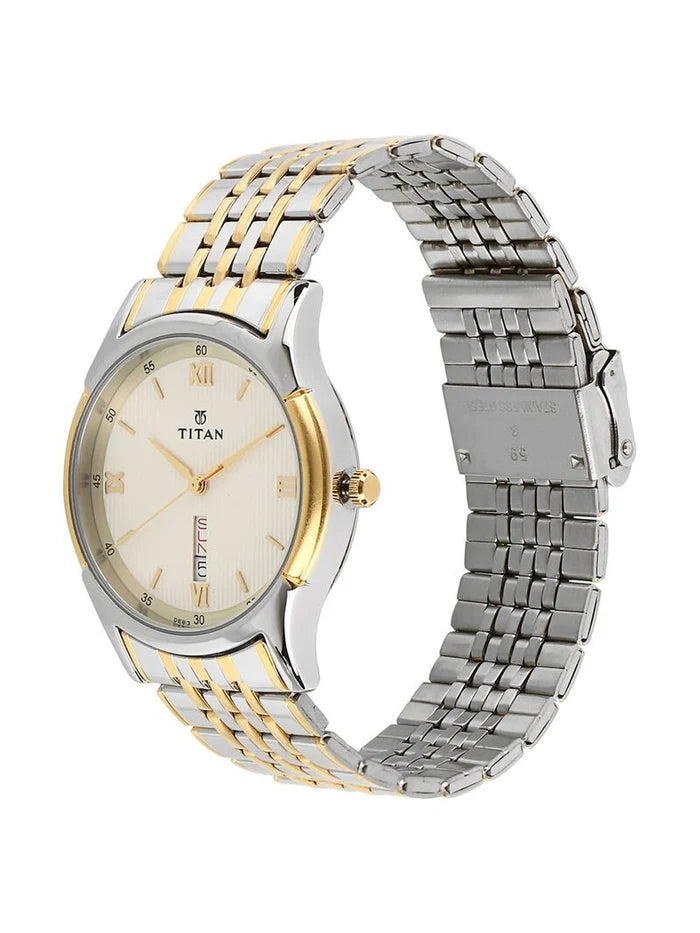 Titan Round White Dial Analog Watch - NU1636BM01