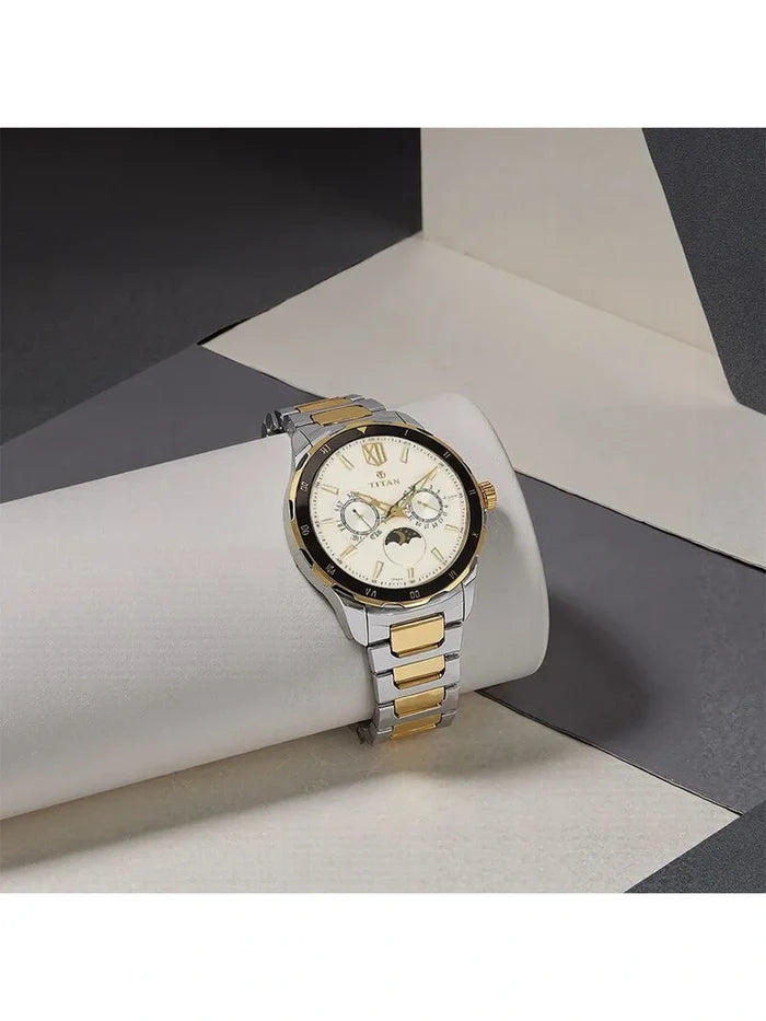 Titan Round White Dial Analog Watch - NU1688KM02