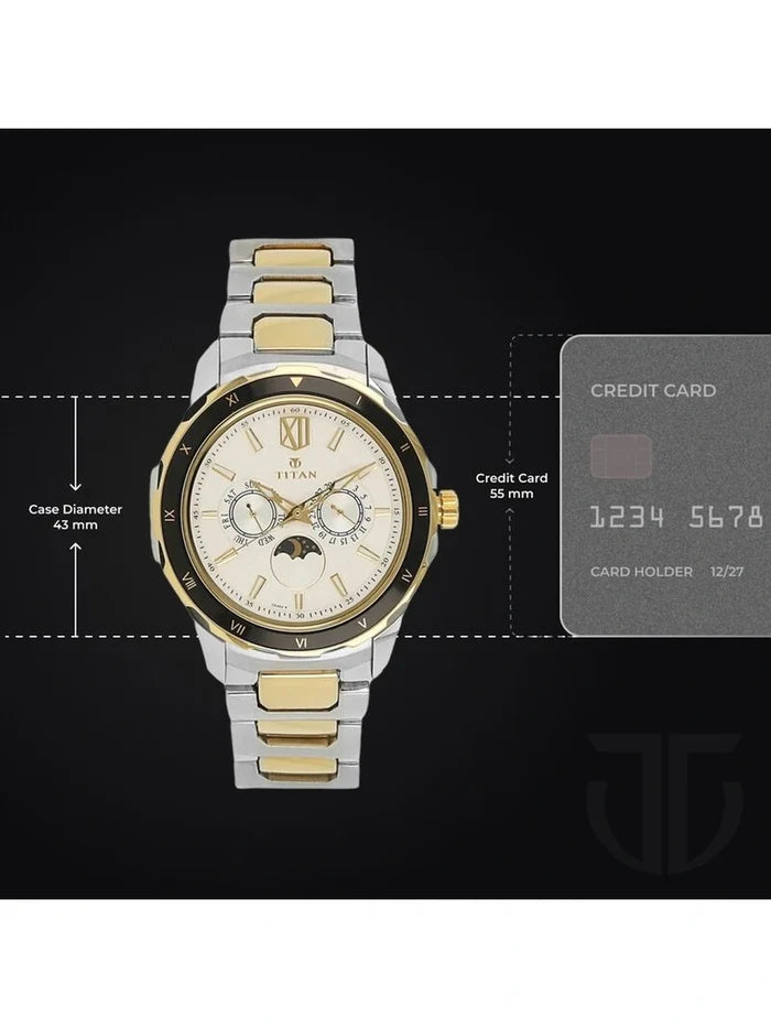 Titan Round White Dial Analog Watch - NU1688KM02