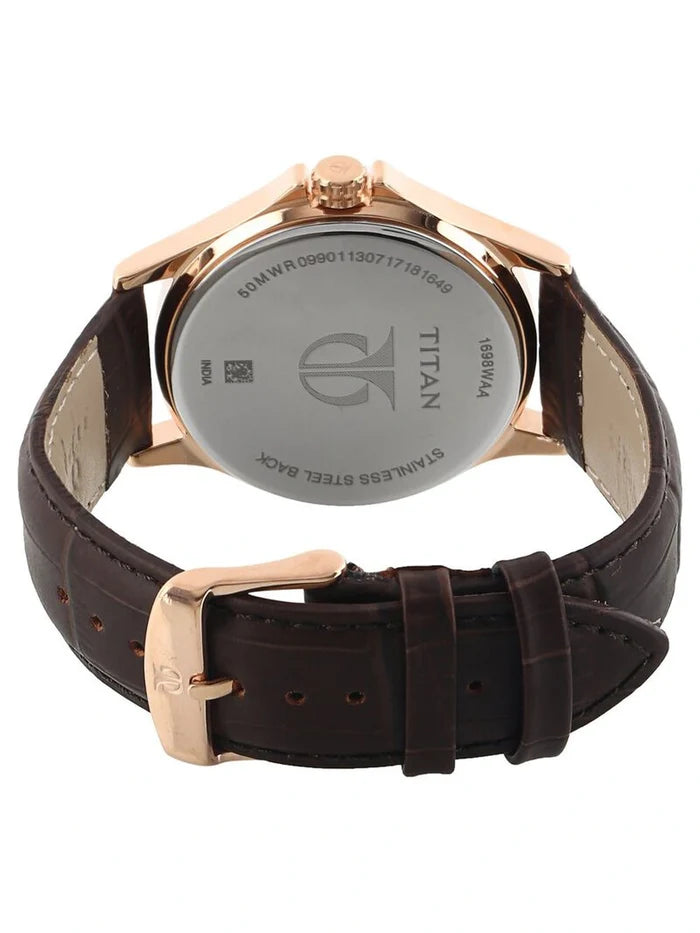 Titan Round White Dial Analog Watch - NU1698WL01