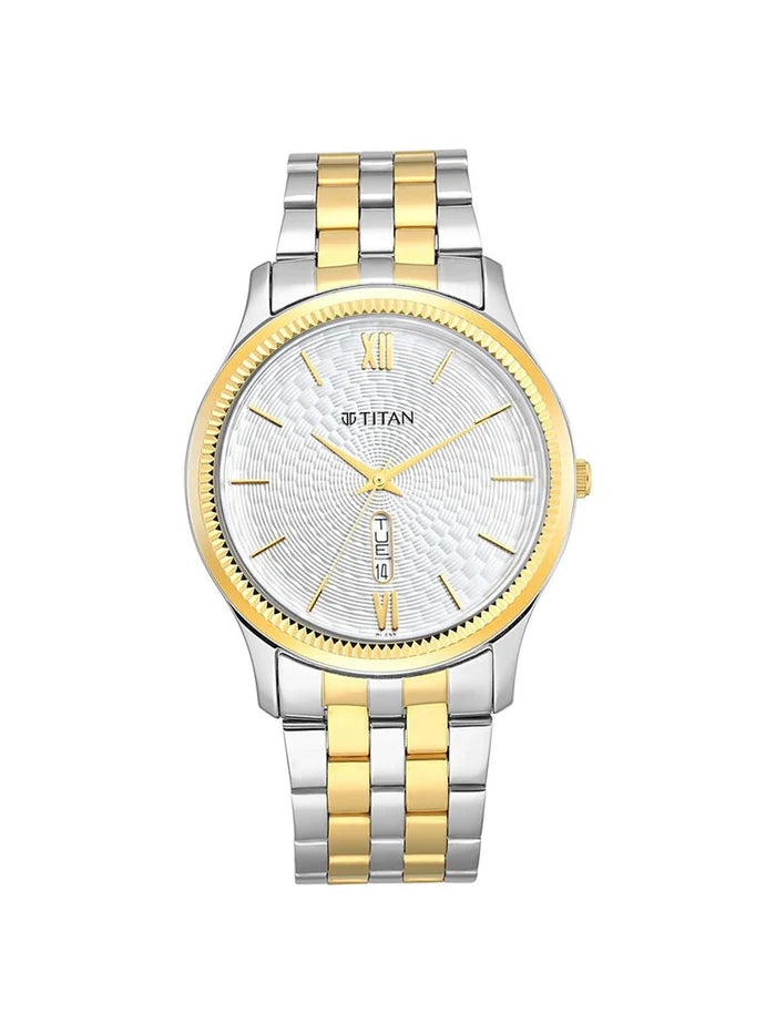 Titan Round White Dial Analog Watch - NU1824BM02