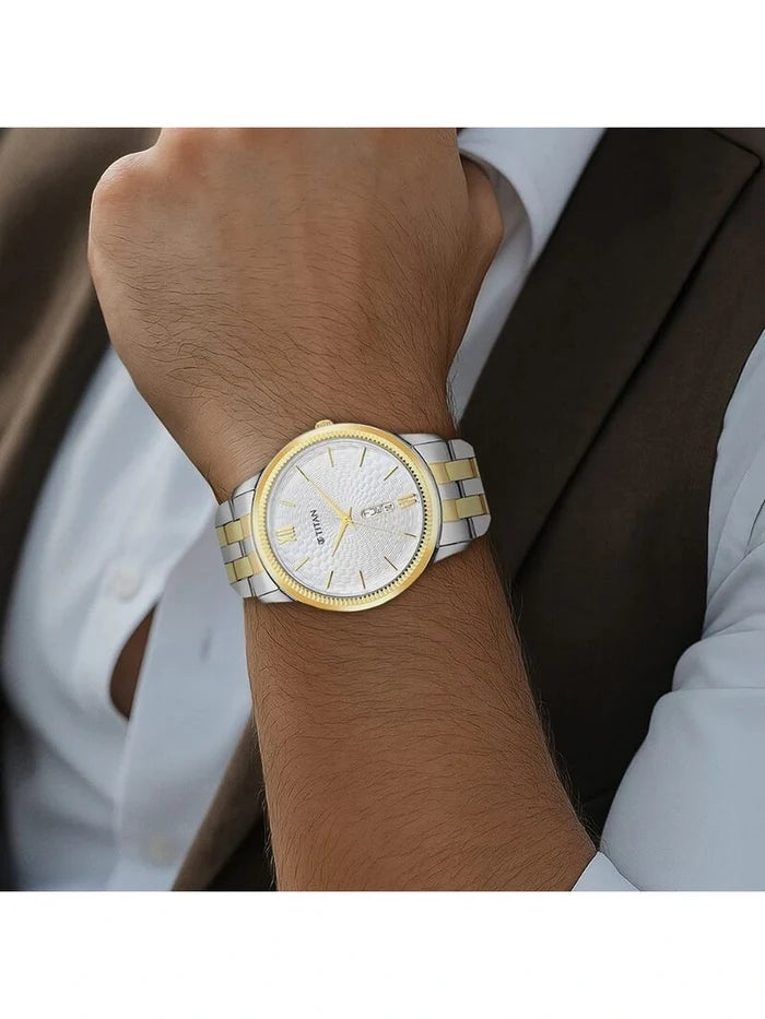 Titan Round White Dial Analog Watch - NU1824BM02