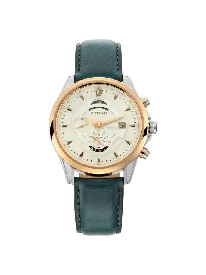 Titan Round White Dial Analog Watch - NU1830KL01