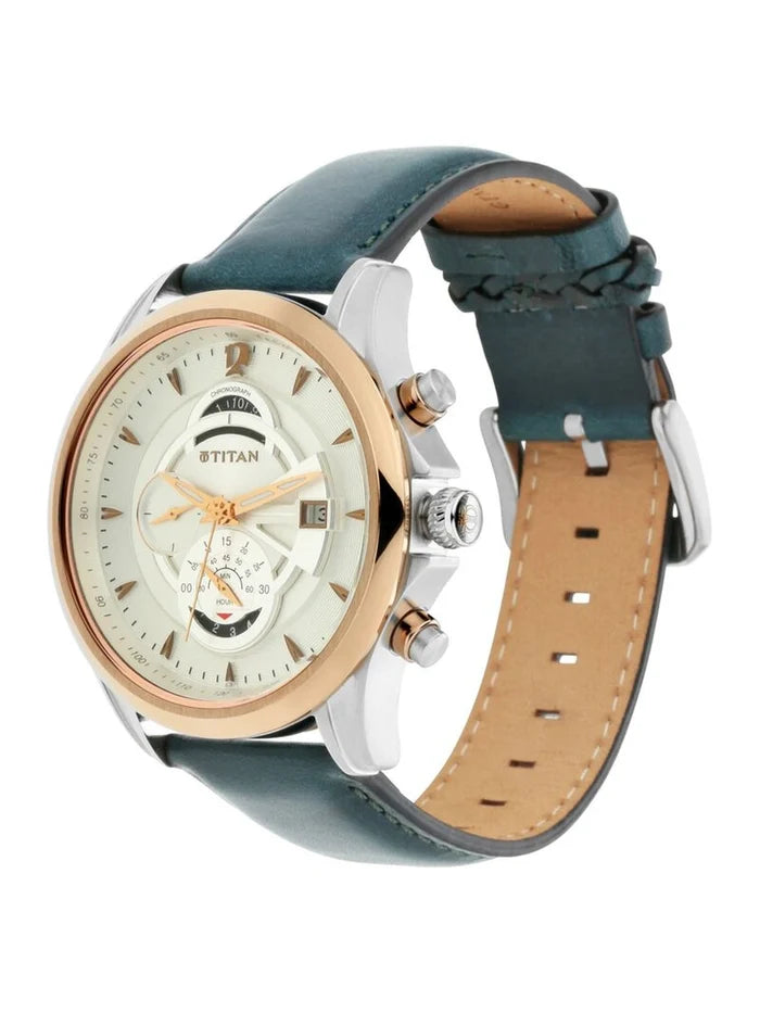 Titan Round White Dial Analog Watch - NU1830KL01