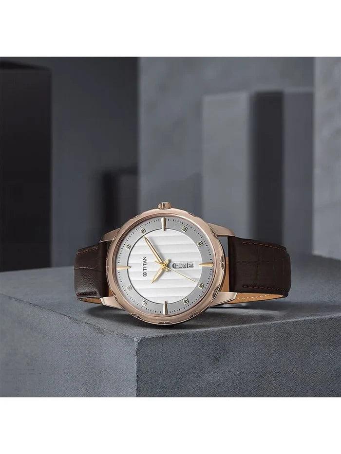 Titan Round White Dial Analog Watch - NU1875QL01