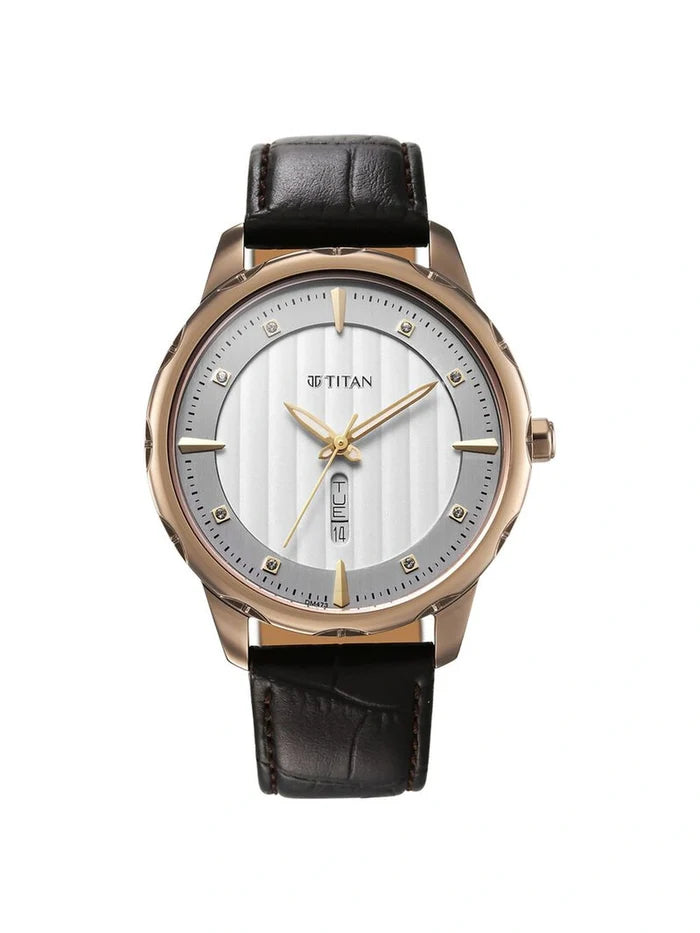 Titan Round White Dial Analog Watch - NU1875QL01