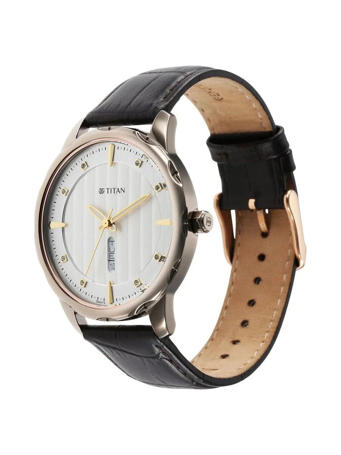 Titan Round White Dial Analog Watch - NU1875QL01