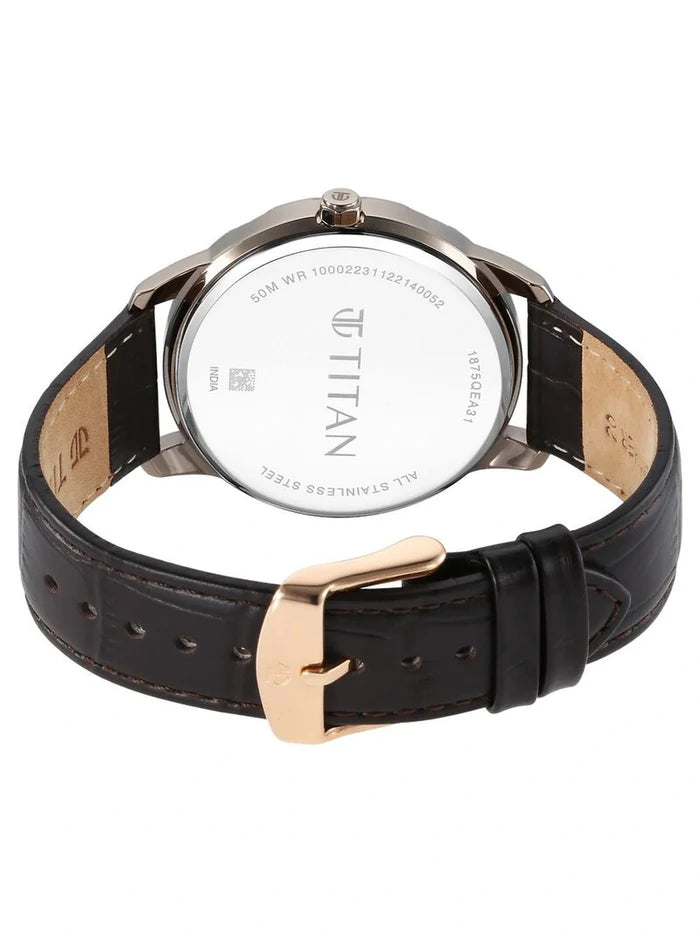 Titan Round White Dial Analog Watch - NU1875QL01
