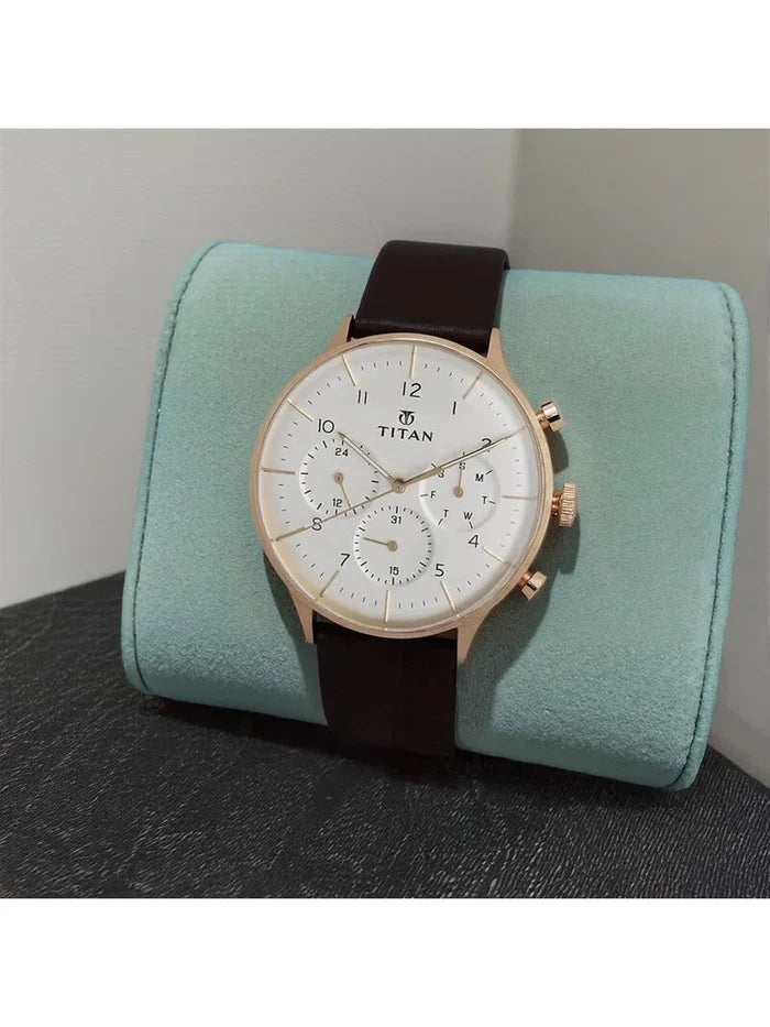 Titan Round White Dial Analog Watch - NU90102WL01