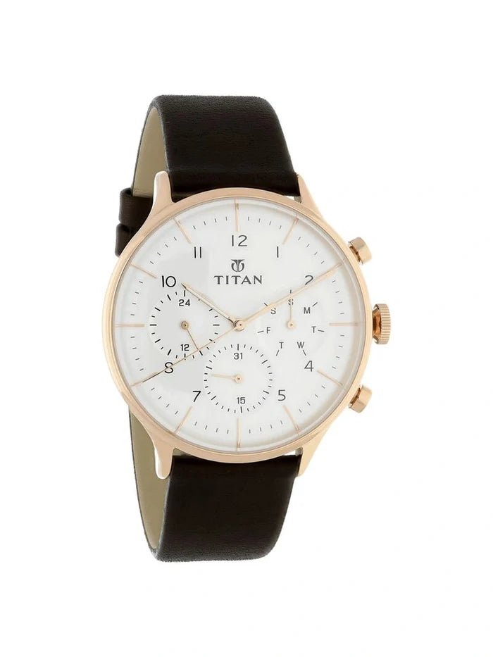 Titan Round White Dial Analog Watch - NU90102WL01