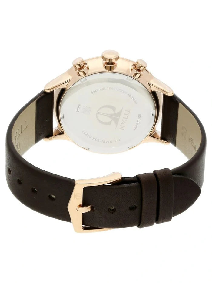 Titan Round White Dial Analog Watch - NU90102WL01