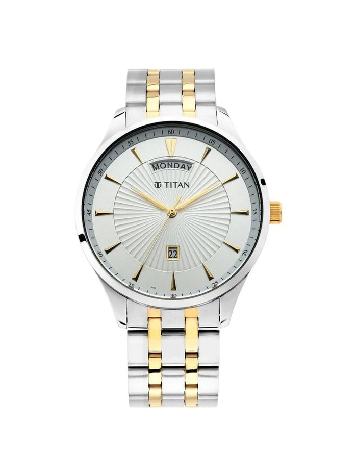 Titan Round White Dial Analog Watch - NU90127BM01