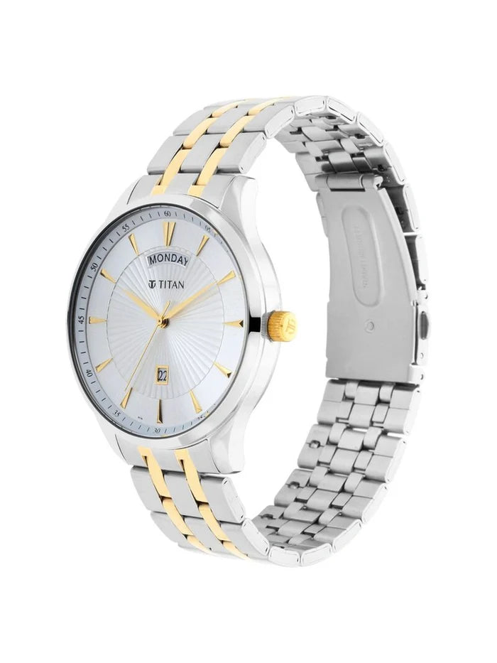 Titan Round White Dial Analog Watch - NU90127BM01