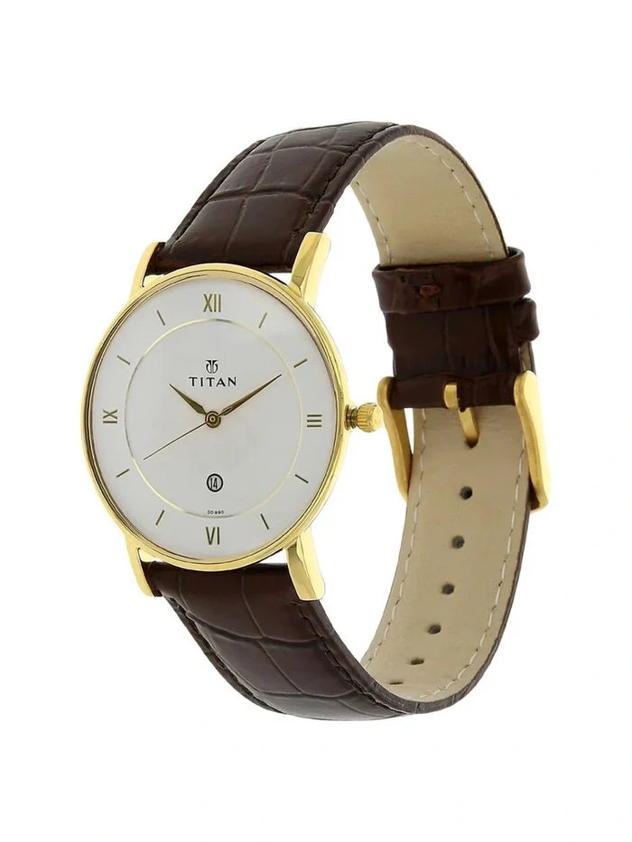 Titan Round White Dial Analog Watch - NU9162YL01