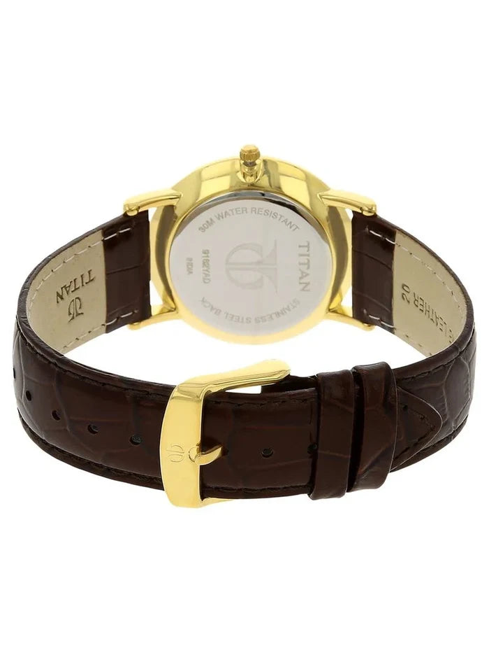 Titan Round White Dial Analog Watch - NU9162YL01