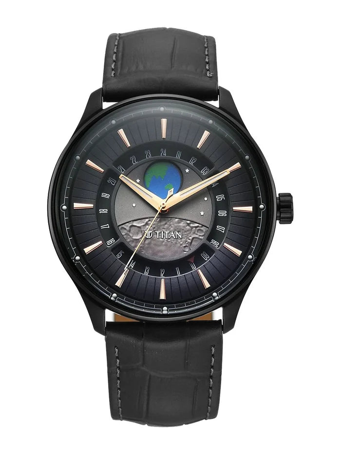 Titan Stellar Quartz Grey Round Dial Watch - 1890NL01