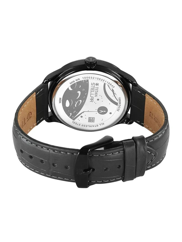 Titan Stellar Quartz Grey Round Dial Watch - 1890NL01
