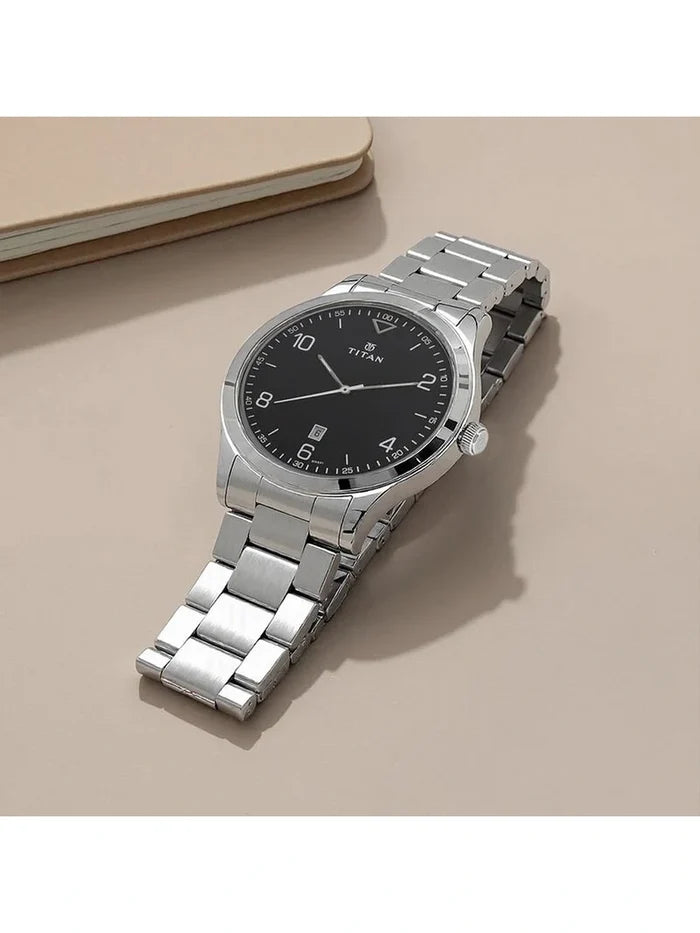 Titan Workwear Round Black Dial Analog Watch - NU1770SM02