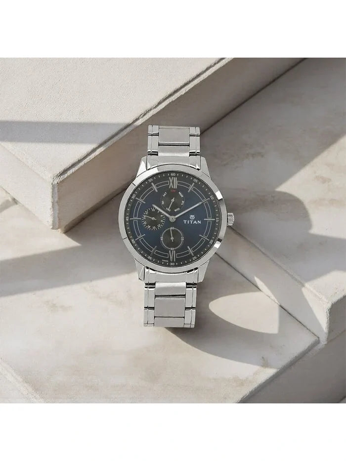 Titan Workwear Round Blue Dial Analog Watch - NU1769SM01