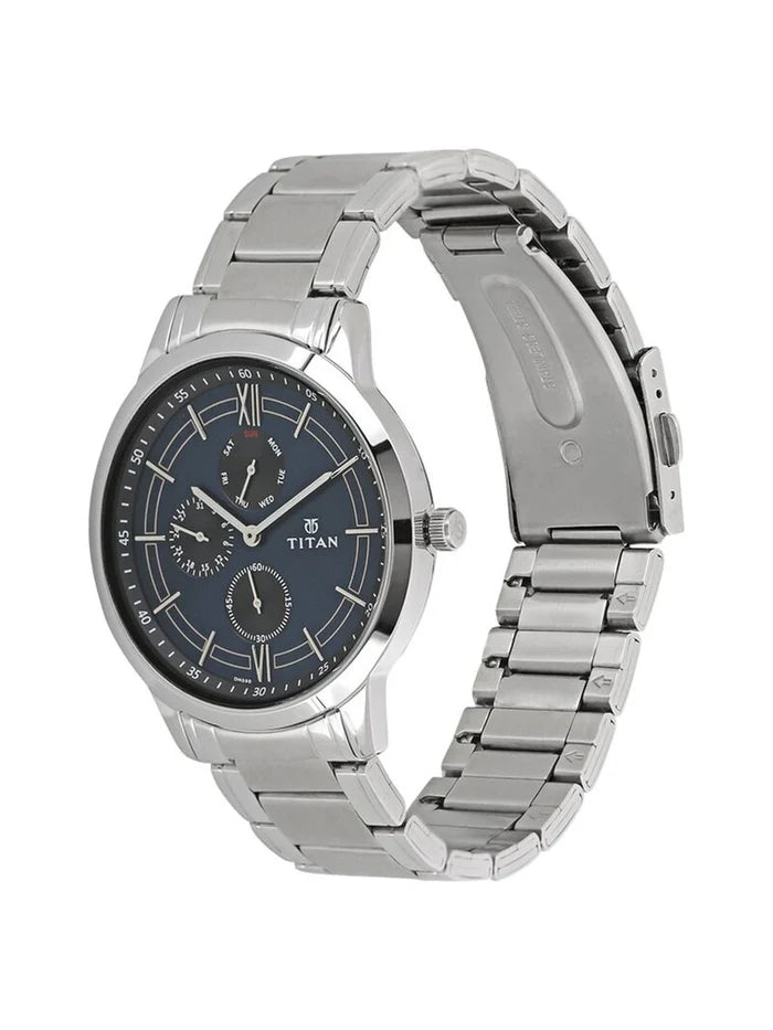 Titan Workwear Round Blue Dial Analog Watch - NU1769SM01